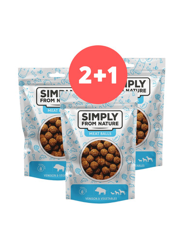 SIMPLY FROM NATURE Meat Balls Kulki z dziczyzną i warzywami dla psów 2 x 80g + 80g GRATIS