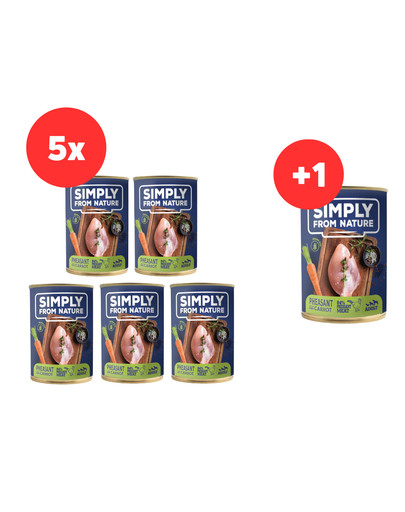 SIMPLY FROM NATURE Mokra karma dla psa Bażant z marchewką 5 x 400 g + 400 g GRATIS