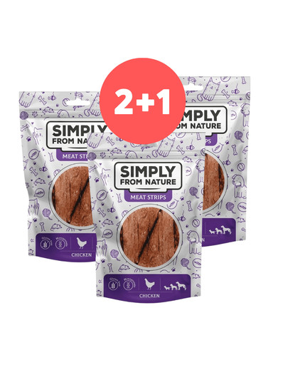 SIMPLY FROM NATURE Meat Strips Mięsne paski z kurczaka dla psów 2 x 80g + 80g GRATIS