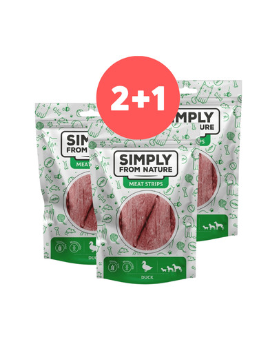 SIMPLY FROM NATURE Meat Strips Mięsne paski z kaczki dla psów 2 x 80g + 80g GRATIS