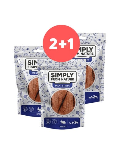 SIMPLY FROM NATURE Meat Strips Mięsne paski z królika dla psów 2 x 80g + 80g GRATIS