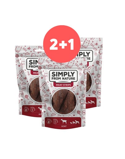 SIMPLY FROM NATURE Meat Strips Mięsne paski z kozy dla psów 2 x 80g + 80g GRATIS