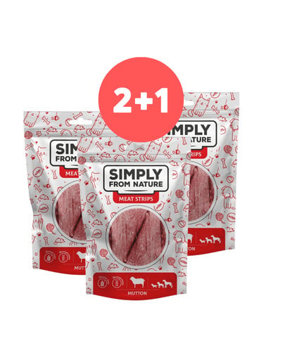 SIMPLY FROM NATURE Meat Strips Mięsne paski z baraniny dla psów 2 x 80g + 80g GRATIS