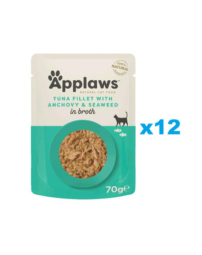 APPLAWS Cat Adult Pouch Tuna Fillet with Whole Anchovy in Broth tuńczyk i anchois w bulionie 12x70 g