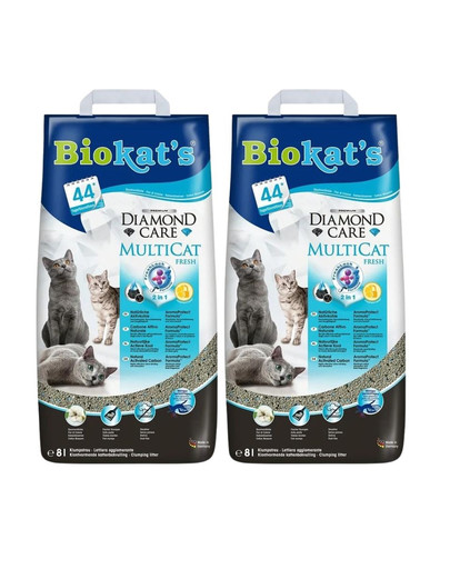 BIOKAT'S Diamond Care Multicat fresh 2x8 l żwirek bentonitowy dla wielu kotów