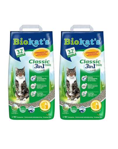 BIOKAT'S Classic 3w1 2x10 l Fresh Żwirek bentonitowy o zapachu świeżej trawy
