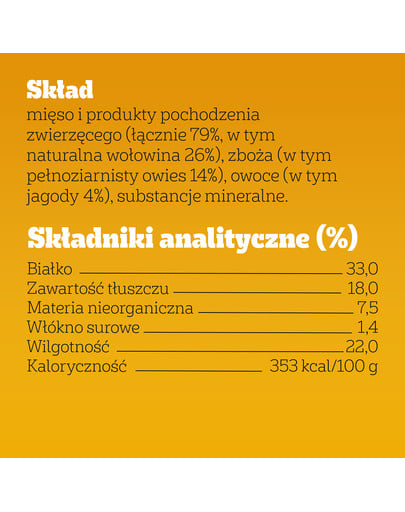 PEDIGREE Ranchos Superfoods z wołowiną, jagodami i pełnym ziarnem 70g