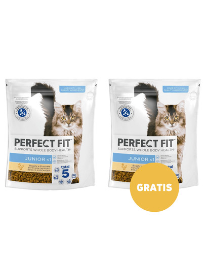 PERFECT FIT (Junior) 2x750 g Bogaty w kurczaka - sucha karma dla kociąt 1+1 GRATIS