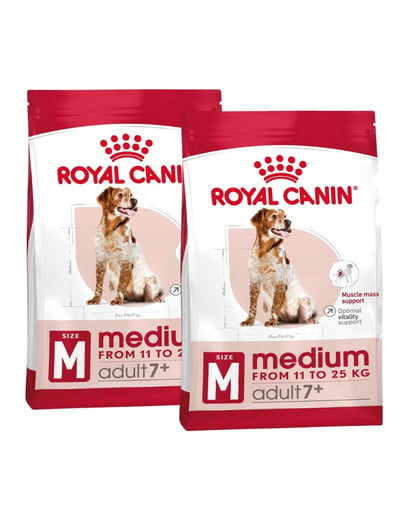 ROYAL CANIN Medium Adult 7+ 30 kg (2 x 15 kg) karma sucha dla psów starszych od 7 do 10 roku życia, ras średnich