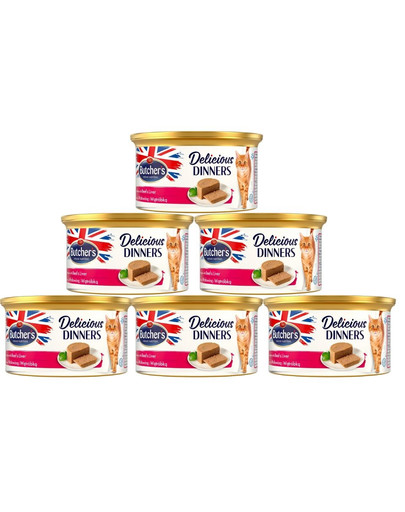 BUTCHER'S Classic Delicious Dinners z wątróbką i wołowiną mus 6 x 85 g