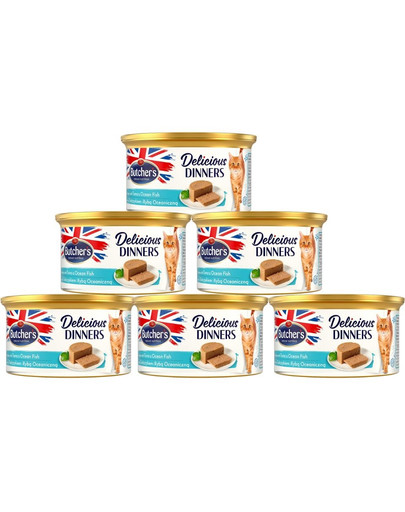 BUTCHER'S Classic Delicious Dinners z tuńczykiem i rybą morską mus 6 x 85 g