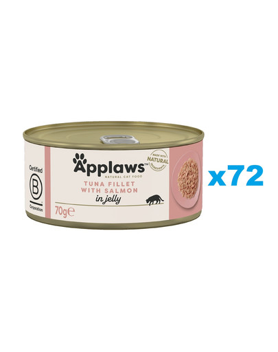 APPLAWS Cat Adult Tuna Fillet with Salmon in Jelly tuńczyk i łosoś w galarecie 72x70g