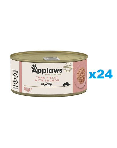 APPLAWS Cat Adult Tuna Fillet with Salmon in Jelly tuńczyk i łosoś w galarecie 24x70g