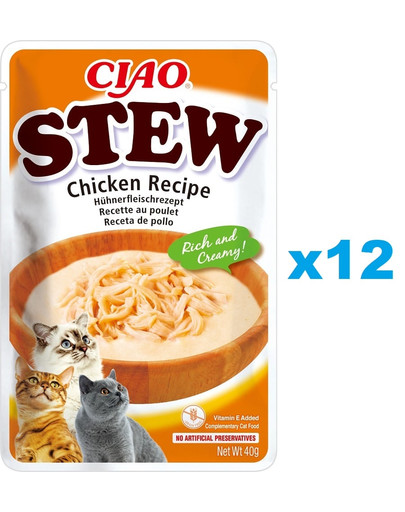 INABA CIAO Stew uzupełniająca mokra karma w sosie dla kotów 12x40 g