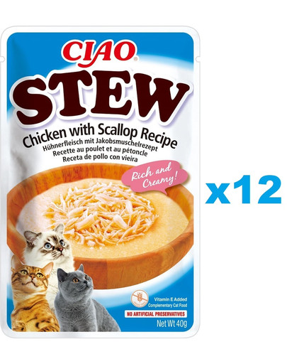 INABA CIAO Stew uzupełniająca mokra karma w sosie dla kotów 12x40 g