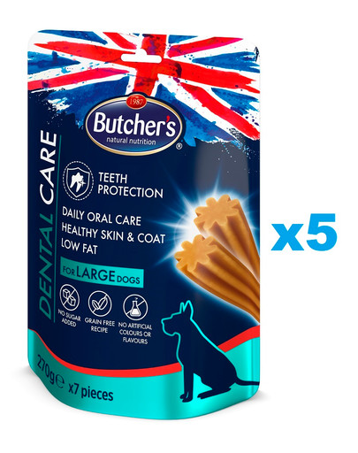 BUTCHER'S Dental Care for Large Dogs 5x270g przysmaki dentystyczne dla psów ras dużych