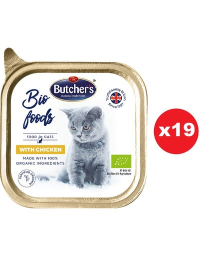 BUTCHER'S BIO Foods pasztet 19x85 g karma dla dorosłych kotów