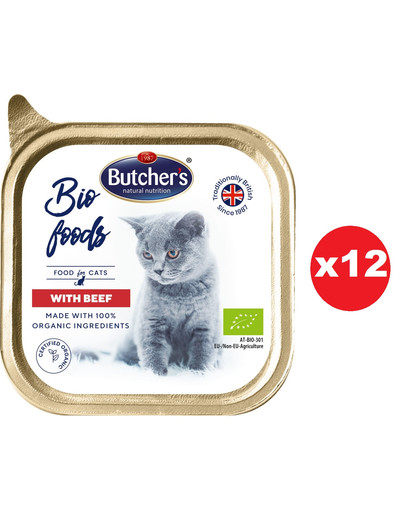 BUTCHER'S BIO Foods pasztet 12x85 g karma dla dorosłych kotów