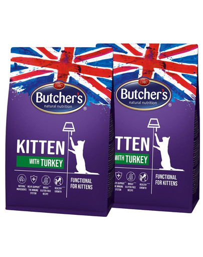 BUTCHER'S Functional Cat Kitten dla kociąt z indykiem 2x800 g