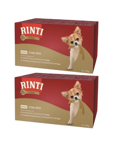 RINTI Gold Multibox Mini tacka kurczak i gęś, indyk i królik, kaczka i drób, przepiórka i drób 16x100g