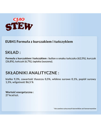 INABA CIAO Stew uzupełniająca mokra karma w sosie dla kotów 40 g