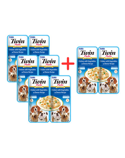 INABA Dog Twin Packs karma uzupełniająca w bulionie dla psów 2x40 g 3+1 GRATIS