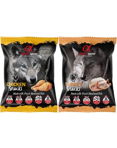 ALPHA SPIRIT Mix przysmaków w kostce dla psa indyk i kurczak 30x50 g