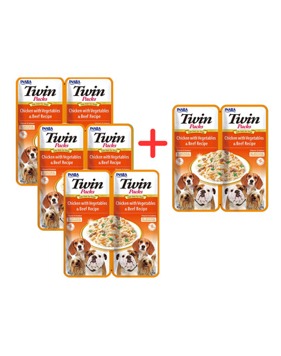 INABA Dog Twin Packs karma uzupełniająca w bulionie dla psów 2x40 g 3+1 GRATIS