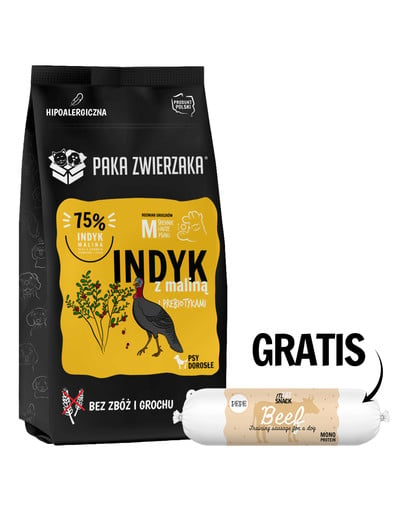 PAKA ZWIERZAKA Seventh Heaven Karma sucha Indyk z maliną 9 kg + Kiełbaska z wołowiny dla psa 200g GRATIS