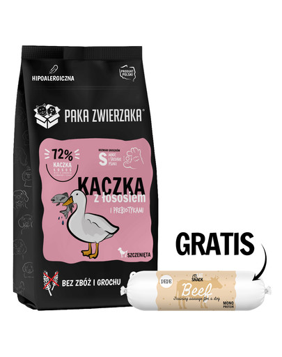 PAKA ZWIERZAKA Seventh Heaven Karma sucha Kaczka z łososiem dla szczeniąt 9 kg + Kiełbaska z wołowiny dla psa 200g GRATIS