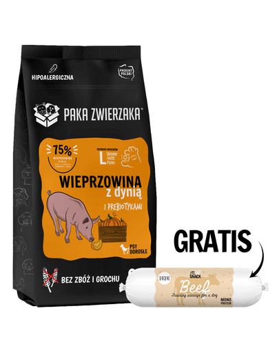 PAKA ZWIERZAKA Seventh Heaven Karma sucha Wieprzowina z dynią L 9 kg + Kiełbaska z wołowiny dla psa 200g GRATIS