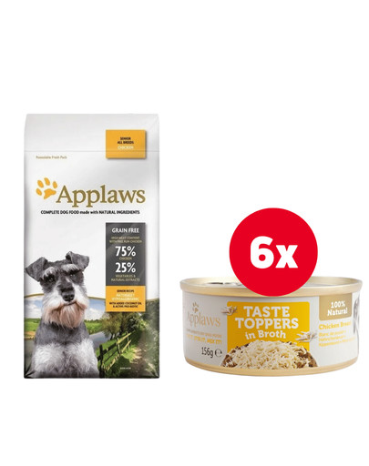 APPLAWS Senior All Breeds Chicken 2 kg z kurczakiem dla starszych psów + Pierś z kurczaka w bulionie 6 x 156 g GRATIS