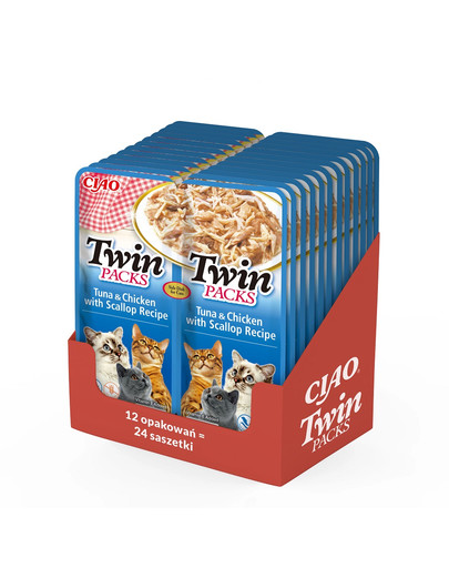 INABA Twin Packs uzupełniająca mokra karma w bulionie dla kotów 24x40 g