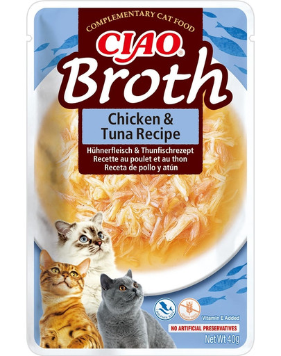 INABA CIAO Broth uzupełniająca mokra karma w bulionie dla kotów 12x40 g