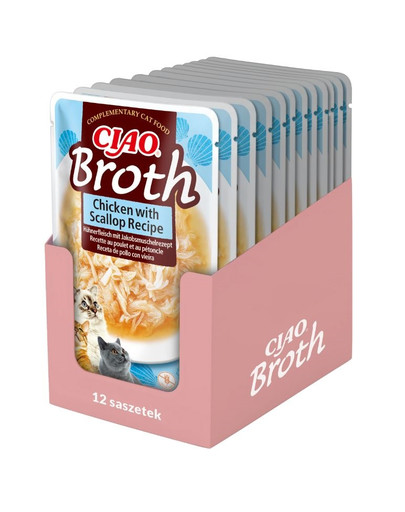 INABA CIAO Broth uzupełniająca mokra karma w bulionie dla kotów 12x40 g