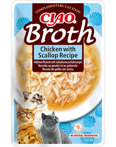 INABA CIAO Broth uzupełniająca mokra karma w bulionie dla kotów 12x40 g