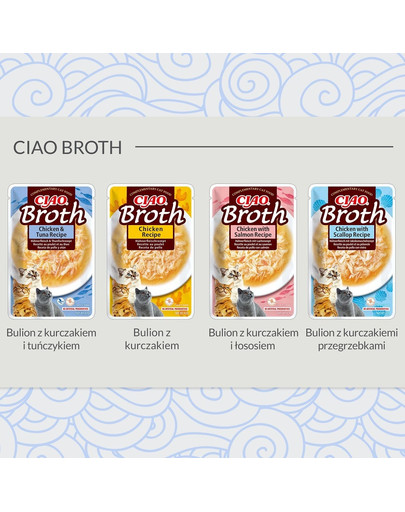 INABA CIAO Broth uzupełniająca mokra karma w bulionie dla kotów 12x40 g