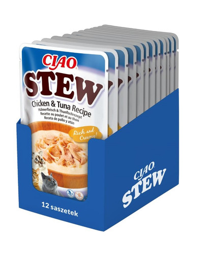 INABA CIAO Stew uzupełniająca mokra karma w sosie dla kotów 12x40 g