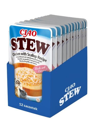 INABA CIAO Stew uzupełniająca mokra karma w sosie dla kotów 12x40 g