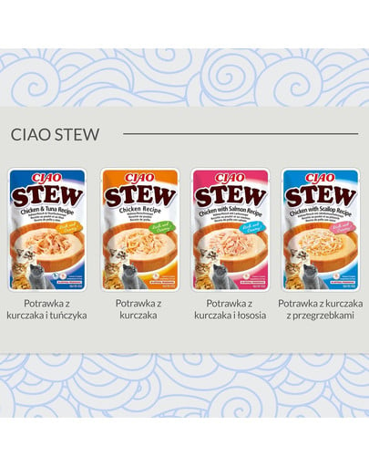 INABA CIAO Stew uzupełniająca mokra karma w sosie dla kotów 12x40 g