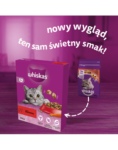 WHISKAS Adult 6x300g sucha karma dla dorosłych kotów z pyszną wołowiną