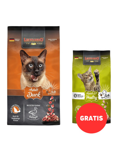 LEONARDO Adult Duck & Rice karma dla kotów z kaczką i ryżem 7,5 kg + karma 300g GRATIS