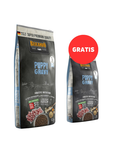 BELCANDO Puppy Gravy 12.5 kg sucha karma dla szczeniąt do 4 miesiąca życia + karma 1 kg GRATIS