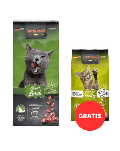 LEONARDO Adult Lamb & Rice  karma z jagnięciną dla dorosłych kotów 15 kg + karma 300g GRATIS