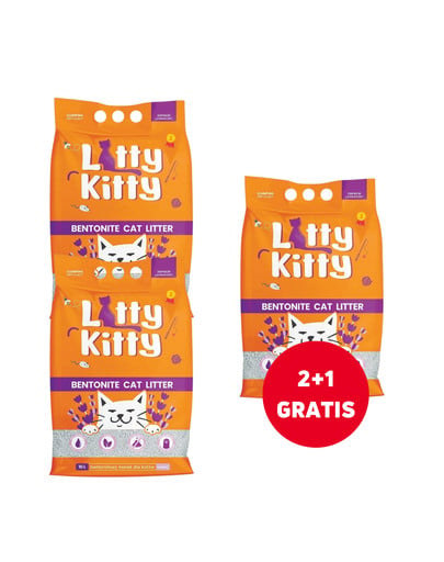 LITTY KITTY Bentonite Żwirek bentonitowy lawendowy 10 l (8 kg) 2+1 GRATIS