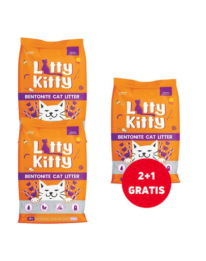 LITTY KITTY Bentonite Żwirek bentonitowy lawendowy 25 l (20 kg) 2+1 GRATIS