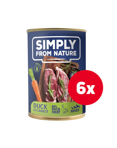 SIMPLY FROM NATURE Mokra karma dla psa Kaczka z marchewką 6 x 400 g + przysmak GRATIS