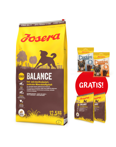 JOSERA Balance 12,5kg dla starszych lub mało aktywnych psów + 2x900g & 2x Denties 180g GRATIS