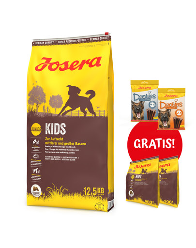 JOSERA Kids 12,5kg dla młodych psów ras średnich i dużych + 2x900g & 2x Denties 180g GRATIS