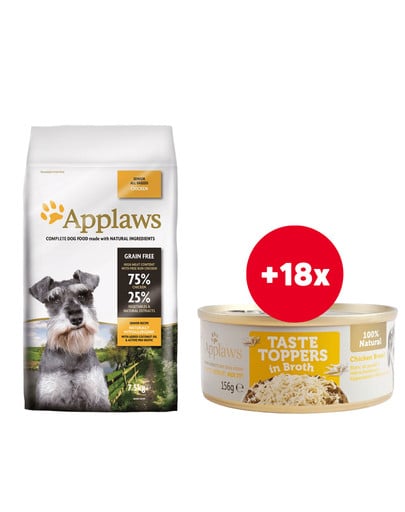 APPLAWS Senior Chicken karma bezzbożowa dla seniora z kurczakiem 7.5 kg + Pierś z kurczaka w bulionie 18 x 156 g GRATIS